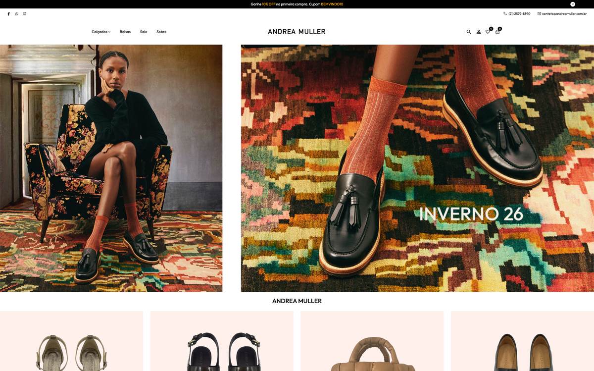 Andrea Muller, loja Shopify feita pela Mó Digital