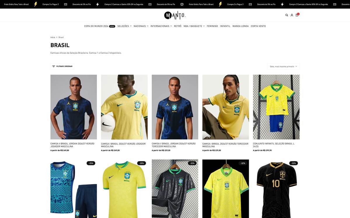 Manto, loja Shopify feita pela Mó Digital